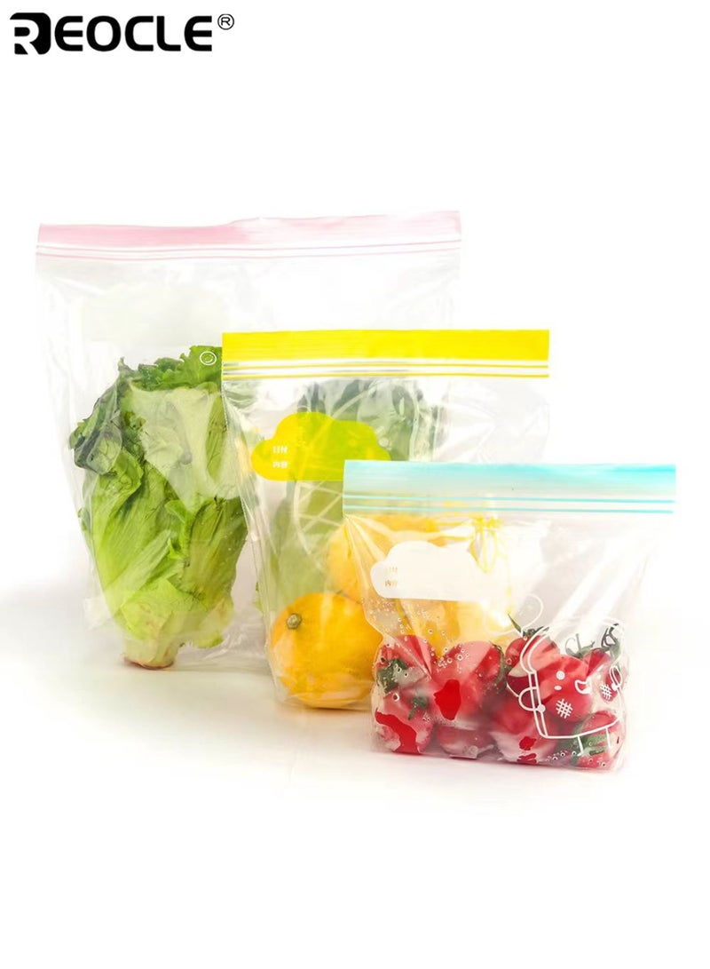 ريوكل 65 قطعة أكياس قفل بسحاب مزدوج لختم السندويشات، أكياس قابلة لإعادة الاستخدام، أكياس ثخينة للتجميد والتبريد لتخزين الطعام، تبقى طازجة، أساسية لتنظيم المطبخ متعددة الأغراض. - Image 2