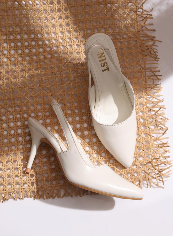 GNIST Plain Pointed Toe Stiletto Heel Slingback Shoes - Image 5