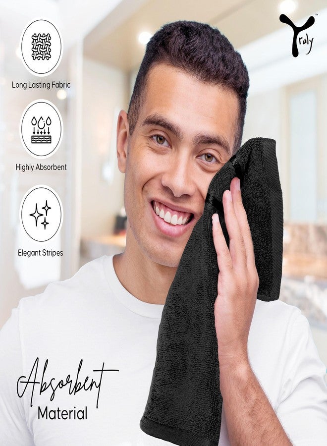 YRALY Luxury Wash Cloths 12 Pack |13x13 Inch | 600 GSM | 100% Ring Spun Cotton Washcloths for Body and Face - Soft and Absorbent Face Towels for Bathroom, Hotel, Spa, Gym - Black - Image 4