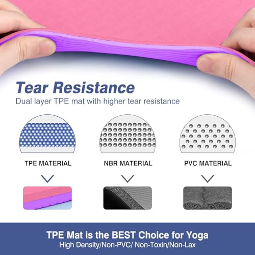WErFIT TPE Yoga Mat with Carry Bag for men & women | Size: 2 X 6 Feet, Extra Thick 10mm, TPE Material | Exercise mat for Home Workout | Gym Mat for Fitness Pilates and Meditation, Anti Tear, Anti Slip - Image 3