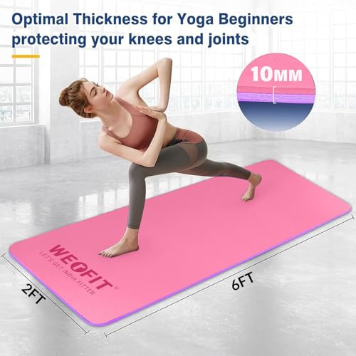 WErFIT TPE Yoga Mat with Carry Bag for men & women | Size: 2 X 6 Feet, Extra Thick 10mm, TPE Material | Exercise mat for Home Workout | Gym Mat for Fitness Pilates and Meditation, Anti Tear, Anti Slip - Image 2