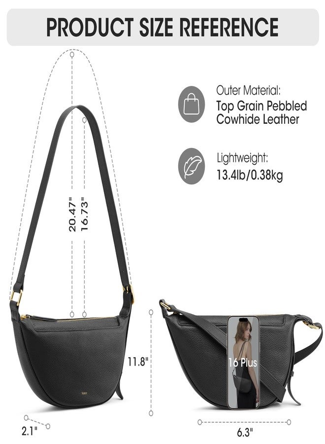 Kattee Leather Crossbody Purses for Women, Small Sling Bag, Women's Shoulder Handbags with Adjustable Strap, Black - Image 4