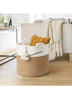Textile and Beyond Textile and Beyond Foldable Cotton Rope Laundry Basket MultiPurpose Storage Box for Clothes Toys Baby Organizing Perfect for Kitchen Nursery Living Room  - Image 2