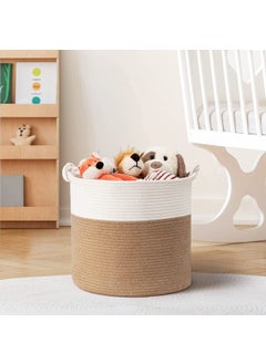 Textile and Beyond Textile and Beyond Foldable Cotton Rope Laundry Basket MultiPurpose Storage Box for Clothes Toys Baby Organizing Perfect for Kitchen Nursery Living Room  - Image 1