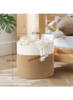 Textile and Beyond Textile and Beyond Foldable Cotton Rope Laundry Basket MultiPurpose Storage Box for Clothes Toys Baby Organizing Perfect for Kitchen Nursery Living Room  - Image 3