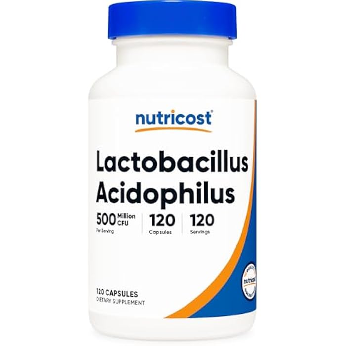Nutricost Lactobacillus Acidophilus 500 Million CFU Per Serving (120 Capsules) - Image 1