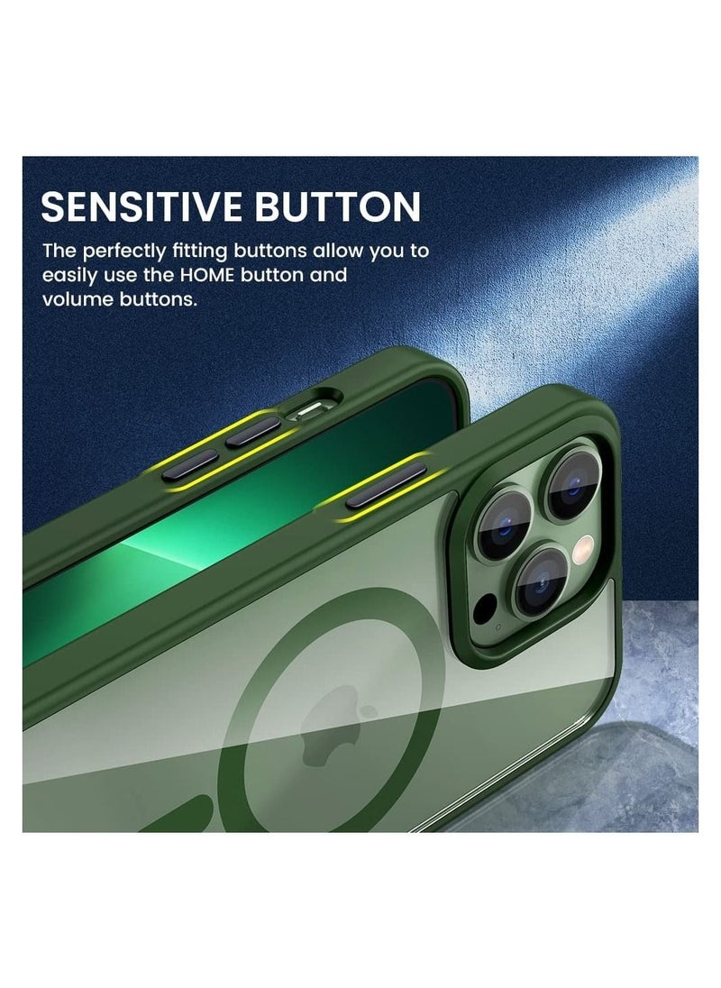 Generic - Built in Magnets Compatible with MagSafe Clear Hard PC Back Cover Soft TPU Frame Shockproof Protective Slim Bumper Case for iPhone 14 Pro_Green - Image 1