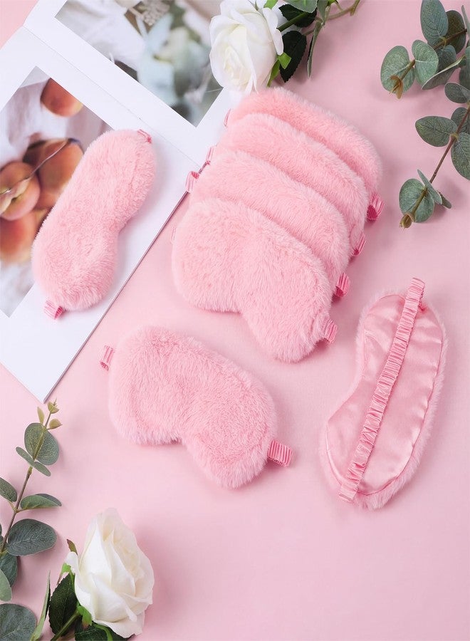 Bunnycool 12 Pcs Plush Sleep Eye Mask Bulk Pink Soft Sleeping Blindfold Eye Cover Comfortable Furry Faux Fur Sleeping Mask for Women Gift Travel Nap Sleepover Party Supplies - Image 4
