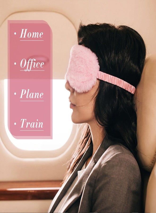 Bunnycool 12 Pcs Plush Sleep Eye Mask Bulk Pink Soft Sleeping Blindfold Eye Cover Comfortable Furry Faux Fur Sleeping Mask for Women Gift Travel Nap Sleepover Party Supplies - Image 5