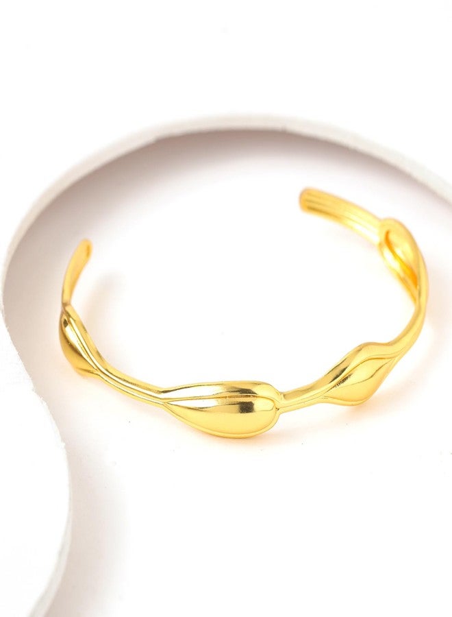 VOYLLA Flow Tide Dewdrop Cuff Bracelet for Women Anti Tarnish Gold Stylish Western Adjustable Open Cuff Bracelet Valentines Womens Day Gift for Girlfriend Wife Anniversary Gift for Her - Image 2