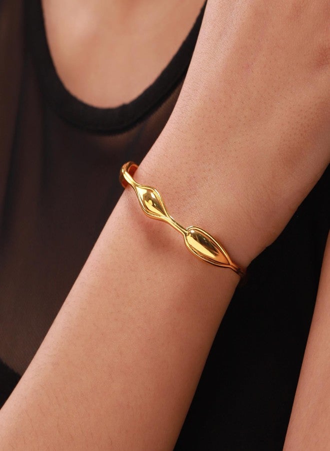 VOYLLA Flow Tide Dewdrop Cuff Bracelet for Women Anti Tarnish Gold Stylish Western Adjustable Open Cuff Bracelet Valentines Womens Day Gift for Girlfriend Wife Anniversary Gift for Her - Image 3