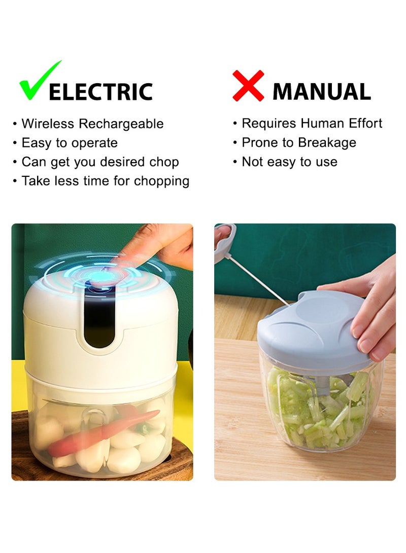250ML Electric Food Chopper,  Multifunctional Vegetable Chopper Mini,  Equipped with 3 Stainless Steel Blades for Easy Cleaning and Use.  - Image 4