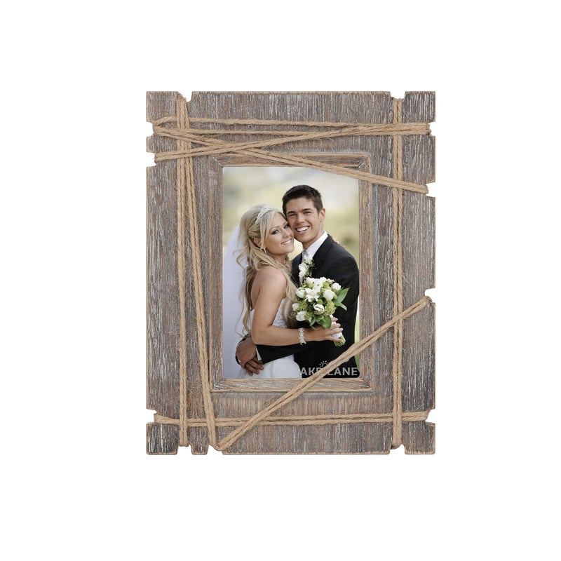 AKRILANE 4x6 Picture Frame Wood Rustic  Decorative  Distressed & Vintage Looking Photo Frames Wall Decor for Wall Mount & Table Top Display for Home Decor - 4 x 6 Wedding Picture Frames - Style B - Image 1