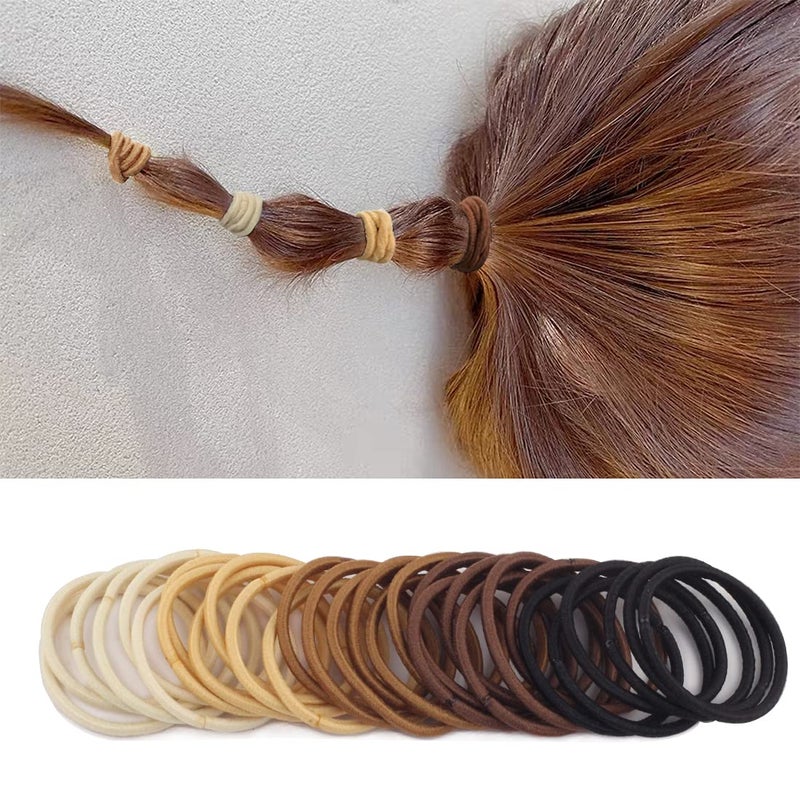 Joyeah 100 Pieces Small Baby Girls Hair Elastics Hair Ties Ponytail Holders Hair Bands for Kids2 mm x 25 cmBrown - Image 5