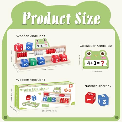 Ranqibo Wooden Math Learning Toys Number Blocks Toys Abacus for Kids MathMontessori Toys for 35 Year Old Boys Girls Birthday Gifts - Image 5