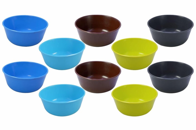 MORVI MORVI Wonder Plastic Sigma 300 Microwave Safe Multipurpose Mixing Bowls Set of 10 pc Bowl 300 ml Blue Cyan Brown Green Grey Color  - Image 1