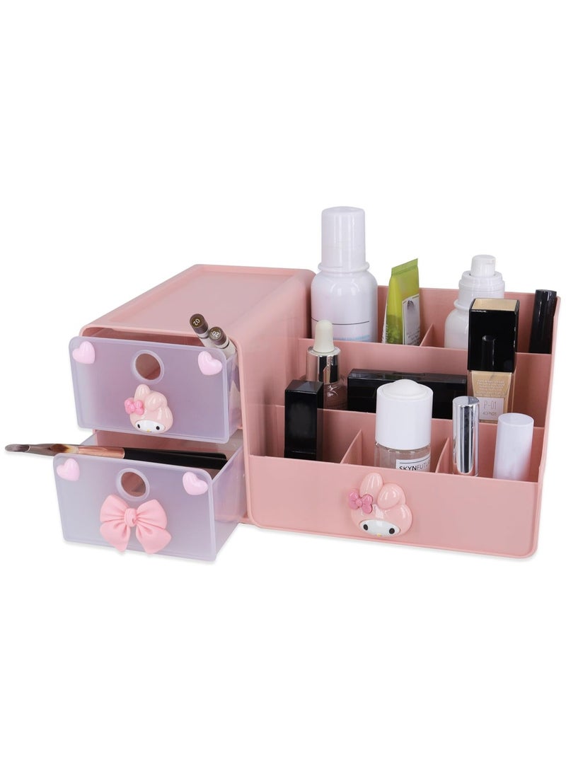 general Cartoon desktop desk office supplies container anime pen holder desktop cute pencil cup pot makeup brush holder large capacity box pink - Image 1