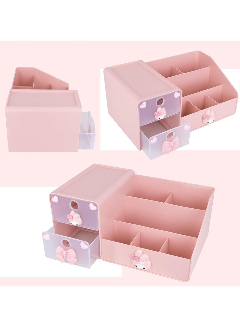 general Cartoon desktop desk office supplies container anime pen holder desktop cute pencil cup pot makeup brush holder large capacity box pink - Image 4