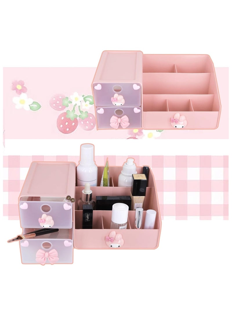 general Cartoon desktop desk office supplies container anime pen holder desktop cute pencil cup pot makeup brush holder large capacity box pink - Image 5