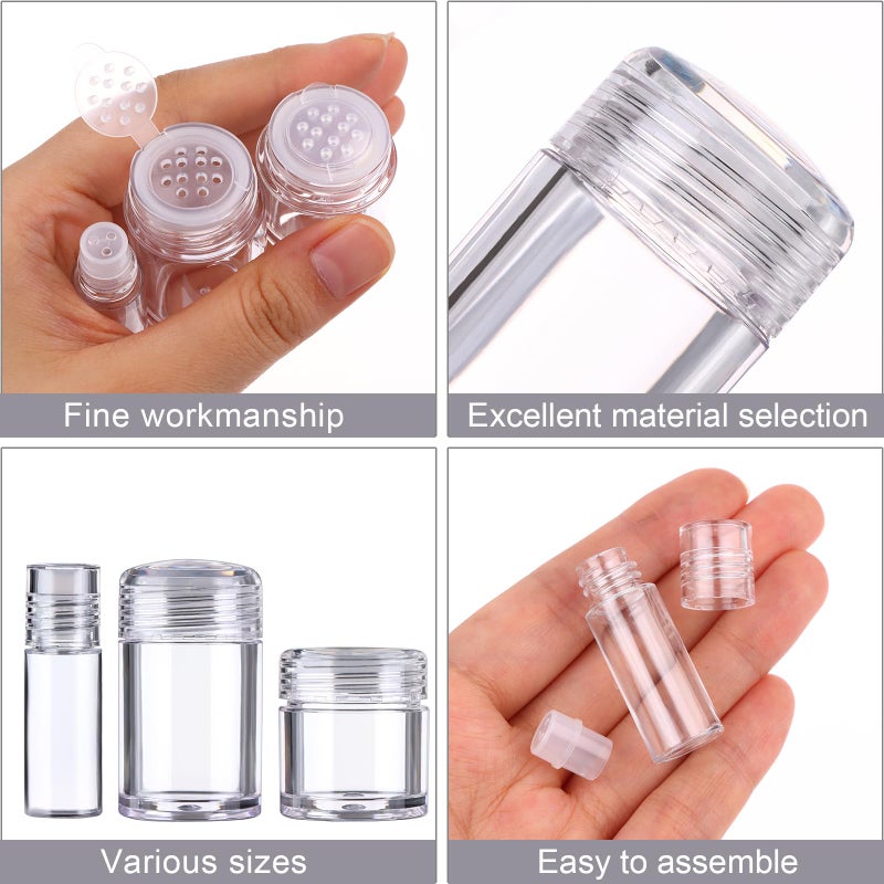 Yiphates 20Pcs Mini Clear 3ml Loose Powder Container Plastic Bottle Empty Cosmetic Sifter Loose Powder Jars Container Refillable Bottle - Image 4