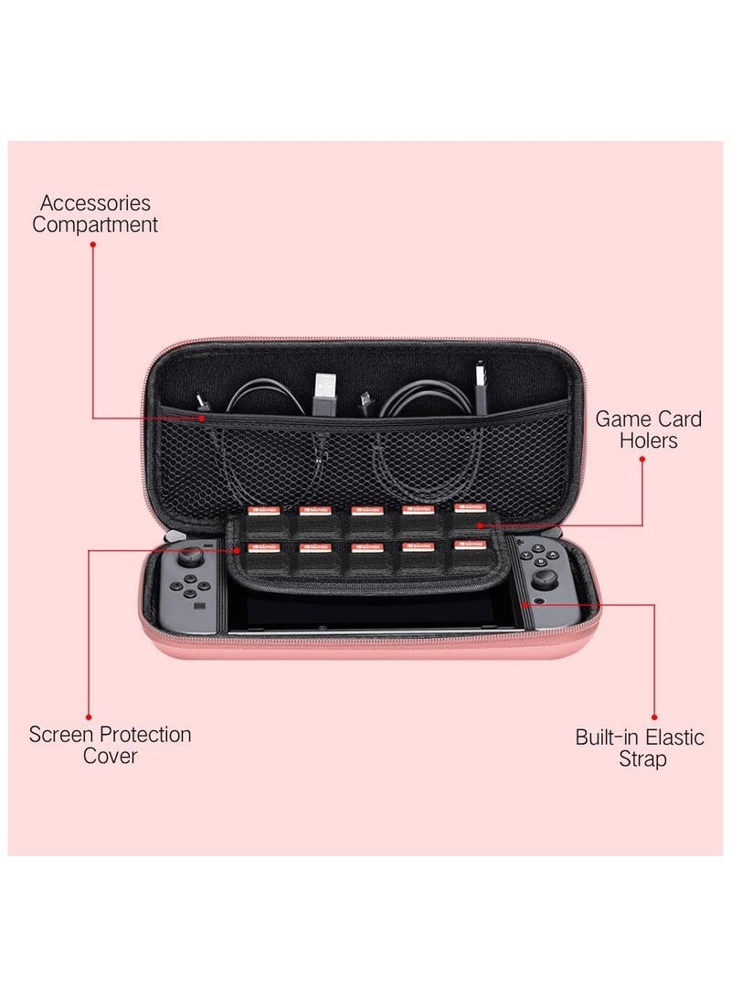 Cute Switch Suitcase for Nintendo Switch OLED, Kawaii Hard Shell Portable Travel Case with 12 Game Card Slots - Image 4