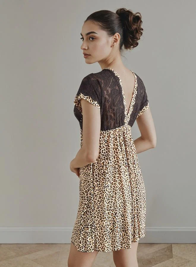 Splash FAV Animal Print Night Dress with Thongs