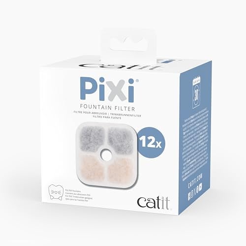 Catit PIXI Cat Drinking Fountain Filter 12-Pack – Official Replacement Triple-Action Water Filter for PIXI Fountains, Removes Odors & Softens Water - Image 4