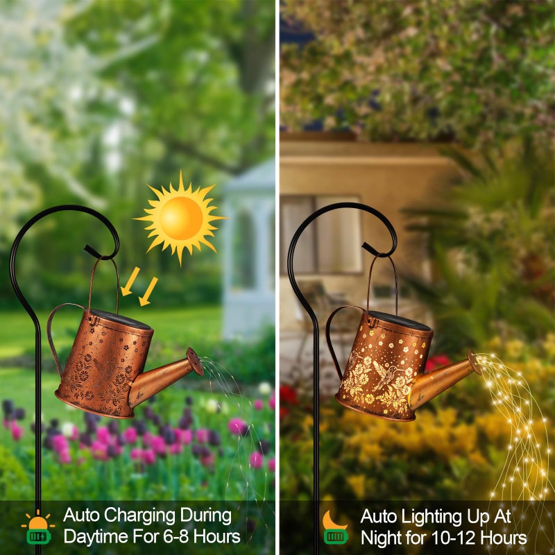 Pawatee Solar Watering Can Light, Solar Powered Hanging Lantern Landscape Lights, Decorative Garden for Yard Waterproof Garden Decor, Gifts for Mom, Grandmaï¼ˆHummingbirdï¼‰ - Image 3
