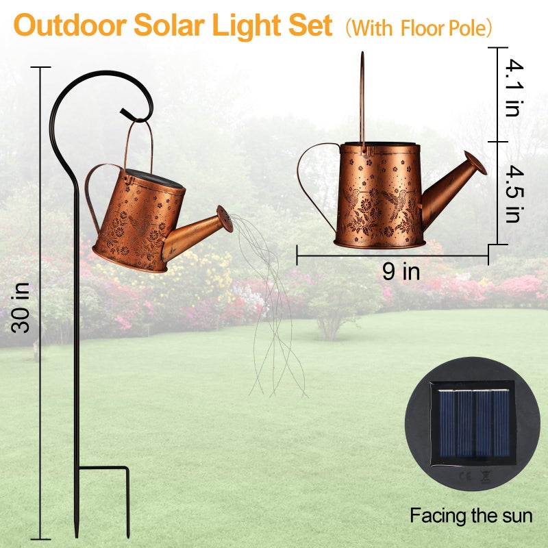Pawatee Solar Watering Can Light, Solar Powered Hanging Lantern Landscape Lights, Decorative Garden for Yard Waterproof Garden Decor, Gifts for Mom, Grandmaï¼ˆHummingbirdï¼‰ - Image 4