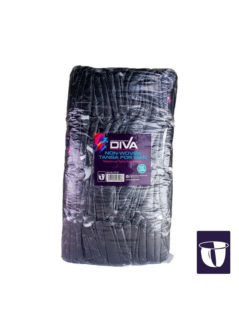 Diva تانجا للرجال للاستخدام مرة واحدة باللون الأسود 1x100
