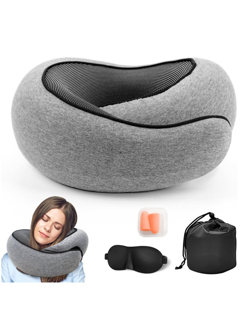 Arabest Travel Pillow, 2024 New Travel Pillow, Memory Cotton Travel Pillow, Can Store U-Shaped Pillow, Suitable for Airplanes, Cars, Offices, Upright Sleeping Neck Pillow (Gray)  - Image 1