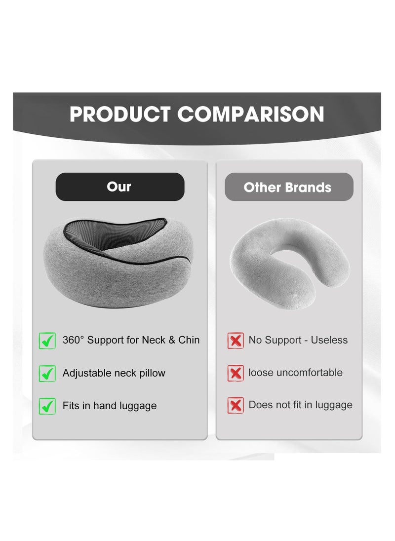 Arabest Travel Pillow, 2024 New Travel Pillow, Memory Cotton Travel Pillow, Can Store U-Shaped Pillow, Suitable for Airplanes, Cars, Offices, Upright Sleeping Neck Pillow (Gray)  - Image 4