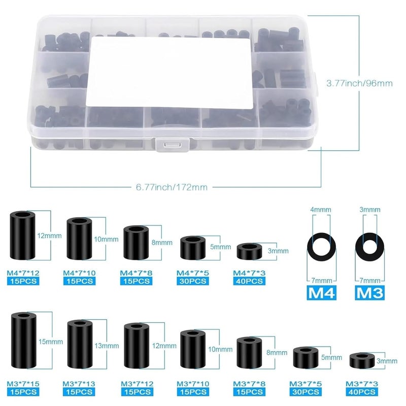 260Pcs Nylon Spacer Kit M3/M4 Round Spacers for Electrical Outlets Switch Screws & DIY Projects Durable Screw Sleeves for Outlet Installation - Image 3