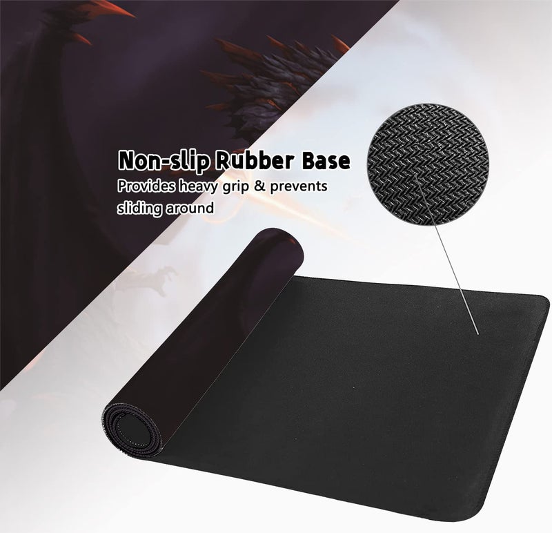 KOAIWPAE Extended Large Gaming Mouse Pad Cool Dragon Flame XXL Size Keyboard Mouse Mat Desk Pad with Non Slip Rubber Base Stitched Edges Office Decor for Women Girls Men,35.4 x 15.7inch - Image 3