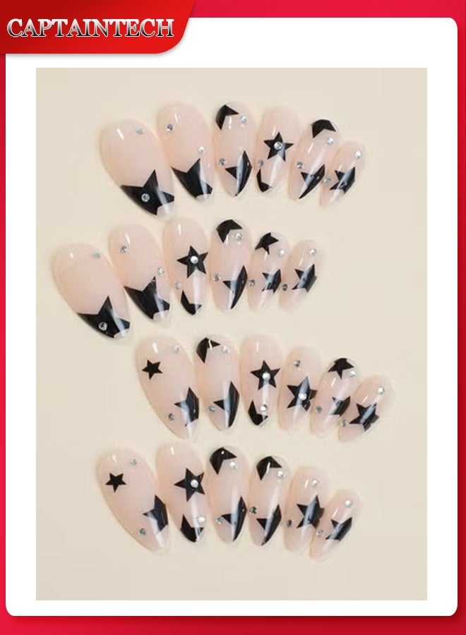 Captaintech French Tip Press On Nails - Package Soft Gel French False Nails Short, Salon-quality Press On Nails, Seamless Glue-on Nails for Woman Nail Art Manicure - Image 1