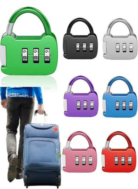 7 Pcs Luggage Combination Locks, 3 Digit Combinations Padlock Safe Cipher Lock Mini Combination Lock Resettable Number Lock for Lockers Suitcases Luggage Briefcases Computer Bags