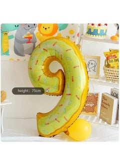 Atpata Funky Atpata Funky Donut Candy Theme 34 Inch Number Shape Foil Balloons - Ideal for Birthdays & Celebrations - Vibrant 0 to 9 Numbers - Durable & Self-Sealing Party Decor Balloons (9)  - Image 2