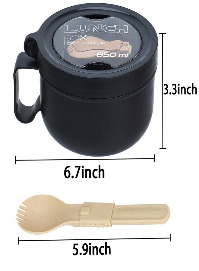 Ronanemon 2 Pack Soup Bowl with Handles, Microwave Ramen Bowl with Lid for Soup and Instant Noodles,Oatmeal, Gumbo, Salad,BPA Free (Black Black) - Image 3