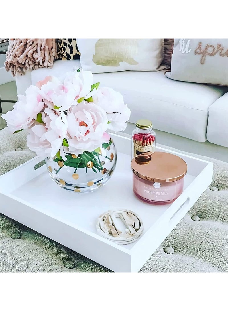 TPGP White Square Tray, 30 cm Acrylic Serving Tray, Coffee Table Breakfast Tray, Decorative Perfume Tray, Cosmetics Organizer with Handles for Living Room, Bedroom, Kitchen, Bathroom Countertop - Image 5