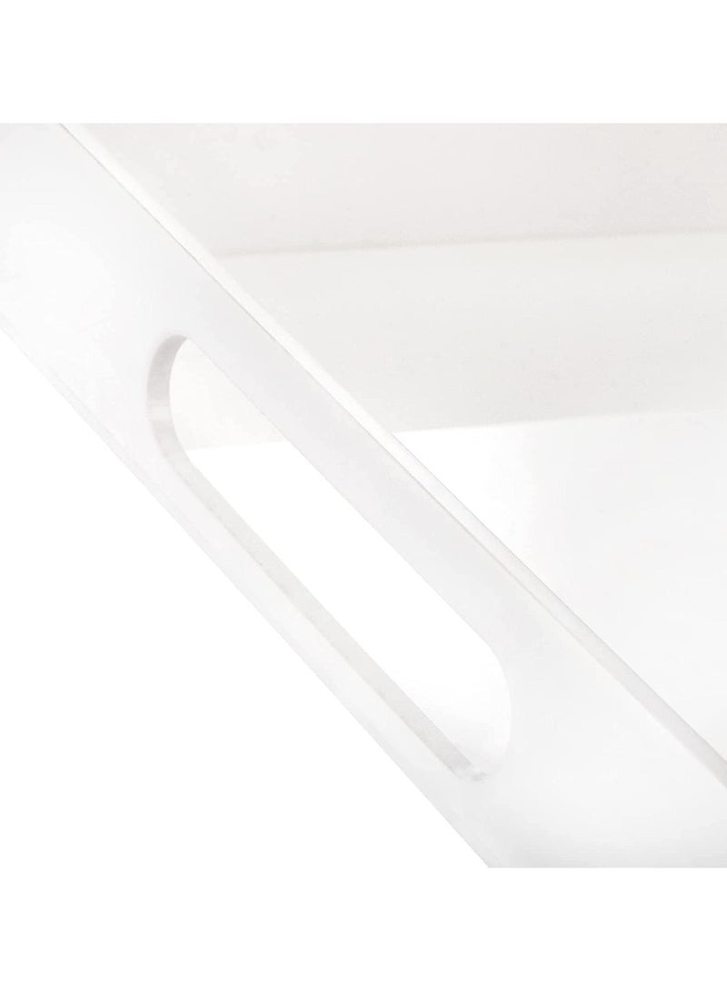 TPGP White Square Tray, 30 cm Acrylic Serving Tray, Coffee Table Breakfast Tray, Decorative Perfume Tray, Cosmetics Organizer with Handles for Living Room, Bedroom, Kitchen, Bathroom Countertop - Image 2