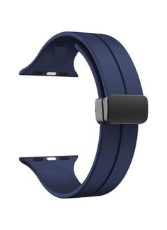 Durable Design For Apple Watch Series Nike+ Sports Edition 44/45mm D-Shape Magnetic Clasp Silicone Replacement Sport Wristband Band -Blue