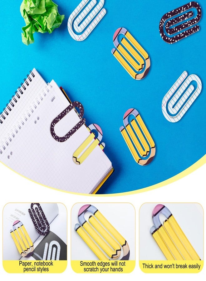 Affrolling 9 Pcs Jumbo Teacher Acrylic Paper Clips Back to School Teacher Appreciation Gift 4 Inch Paperclip Bookmark Gift Set for Book Lovers, Back to School Supplies (Pencil,Notebook,Paper) - Image 4