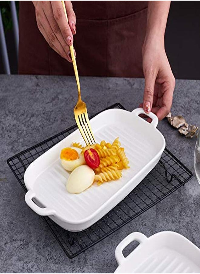 Generic - Bruntmor 10" X 6" Set of 4 Serving Platters Porcelain Serving Plates Matte Glaze Baking Dish Dinner Plates Oven Safe Serving Dishes Rectangular White - Image 1