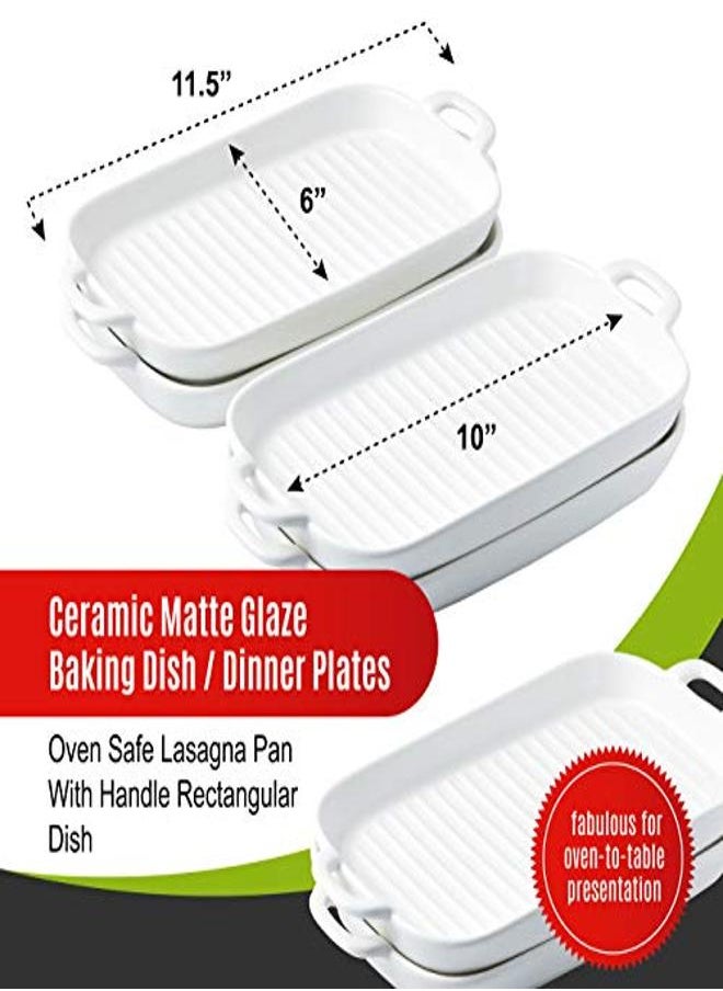 Generic - Bruntmor 10" X 6" Set of 4 Serving Platters Porcelain Serving Plates Matte Glaze Baking Dish Dinner Plates Oven Safe Serving Dishes Rectangular White - Image 1