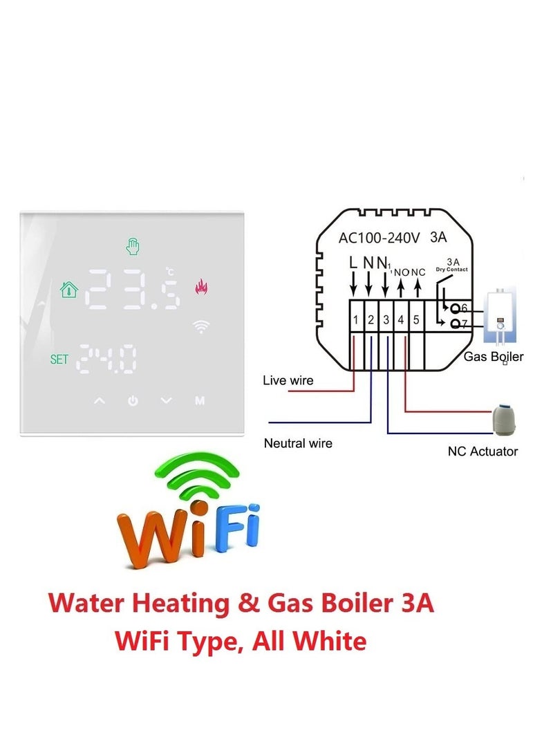 Excefore Smart Thermostat, Programmable Temperature Controller, Support WiFi connection and touch screen, for Electric Heating/Gas Boiler, Save Energy and Costs (White)  - Image 3