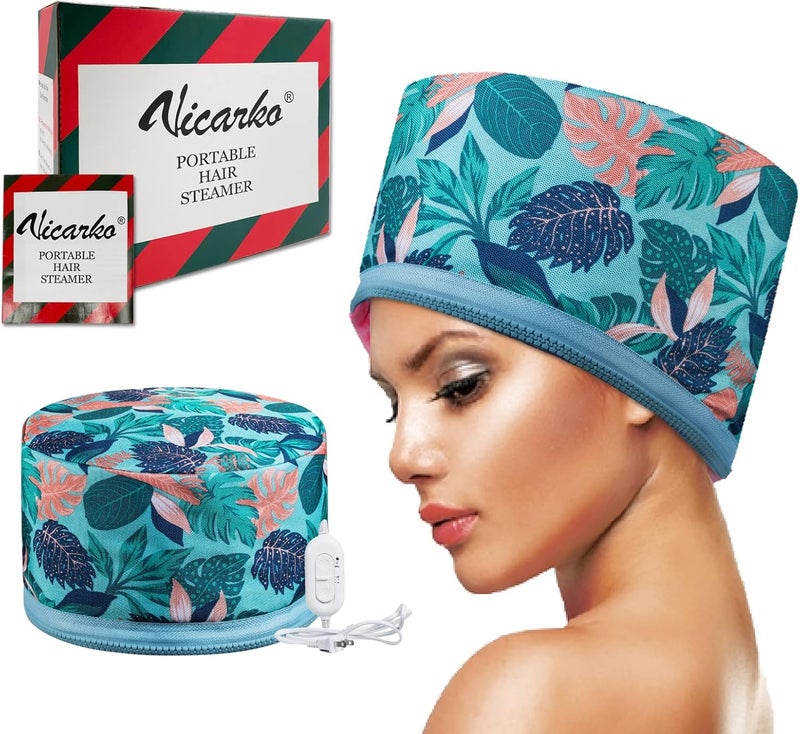 VICARKO Hair Steamer Thermal Heat Cap   Deep Conditioning Natural Black Hair Scalp Treatment Spa Hot Head Care Electric for Home Use