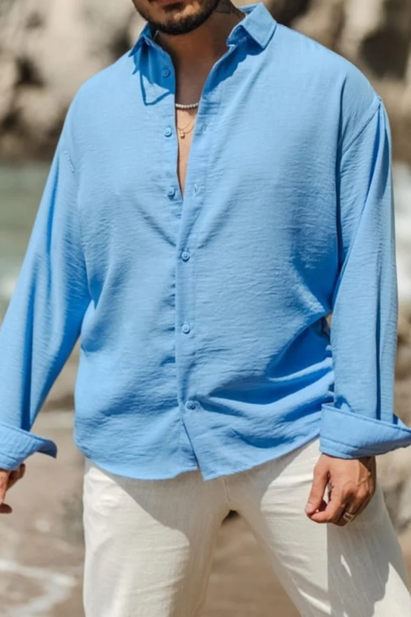 Cool Tarz Cool Style Men's Long Sleeve Shirt Collar Linen Oversize Shirt