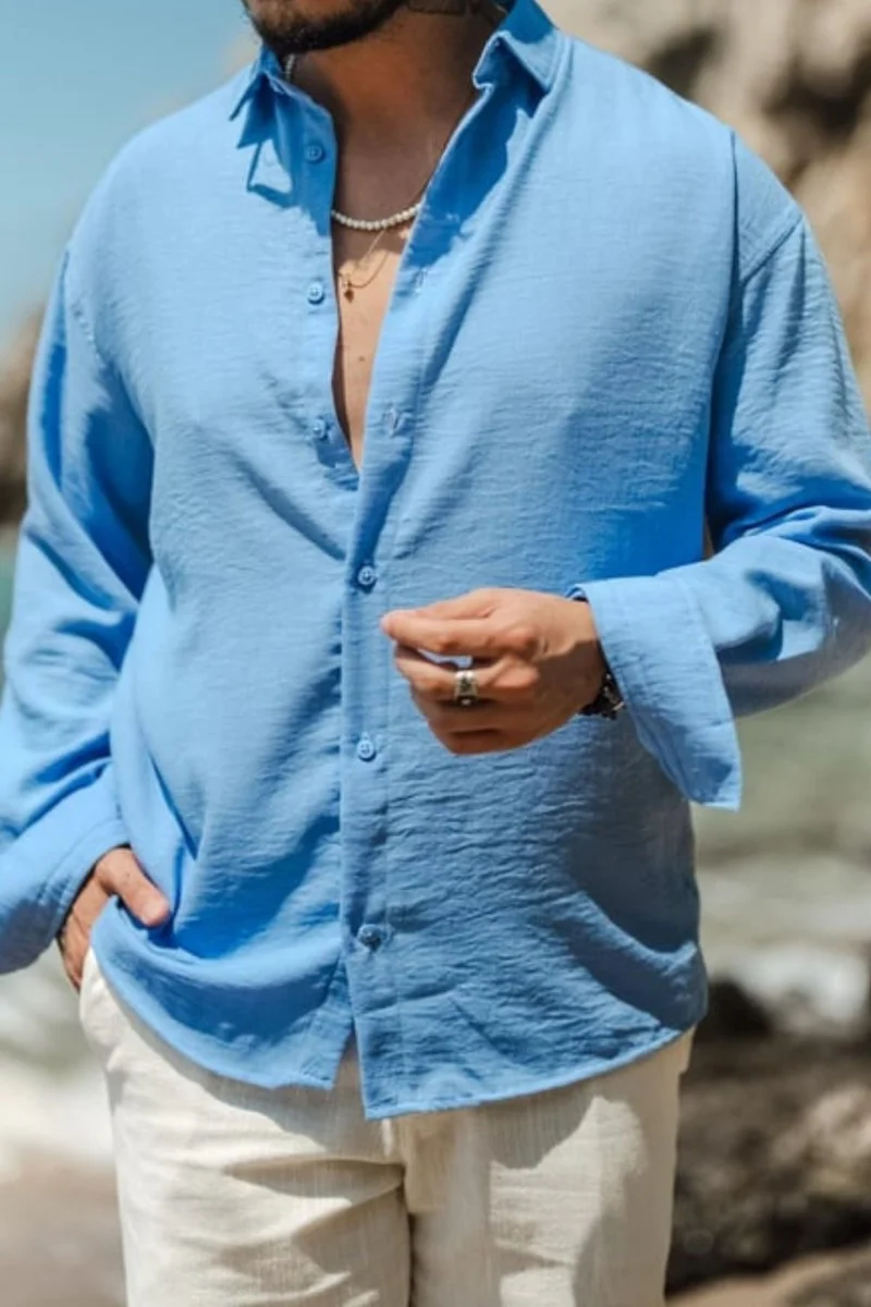Cool Tarz Cool Style Men's Long Sleeve Shirt Collar Linen Oversize Shirt