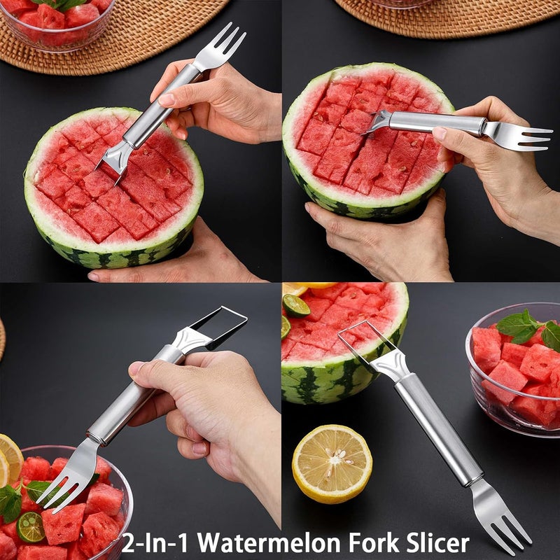 DAECHAO 6 Pcs Stainless Steel Fruit Carving Knife Set, Kitchen Fruit Carving Knife, Watermelon and Ice Cream Scoop, 2-in-1 Dig Pulp Separator Fruit Peeling Tool, Crinkle Knife and Lemon Zester Grater - Image 4