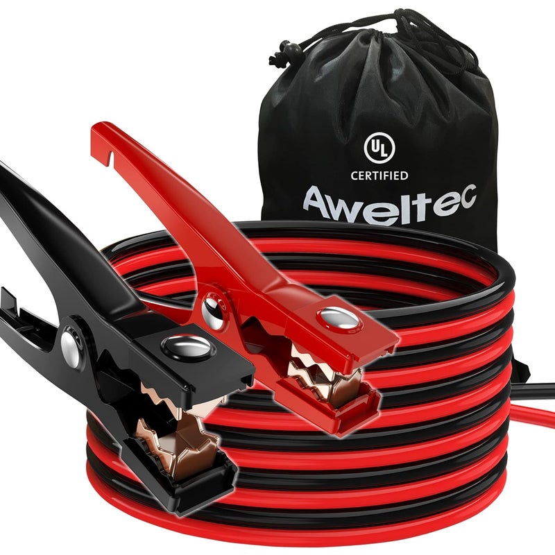 AWELTEC Jumper Cables for car, UL-Listed 8 Gauge 12 Feet Heavy Duty Booster Cables with Carry Bag (8AWG x 12Ft) - Image 1